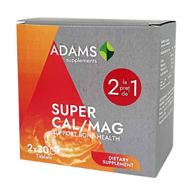 Pachet Super CAL/MAG 30 tablete Adams 1+1 GRATUIT
